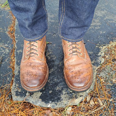 View photo of New River Boot Z43 Boondocker in Horween Natural Chromexcel Strips