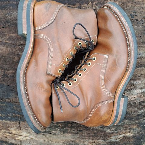 View photo of New River Boot Z43 Boondocker in Horween Natural Chromexcel Strips