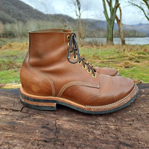 View photo of New River Boot Z43 Boondocker in Horween Natural Chromexcel Strips