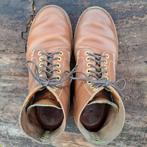 View photo of New River Boot Z43 Boondocker in Horween Natural Chromexcel Strips