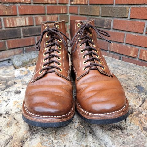 View photo of New River Boot Z43 Boondocker in Horween Natural Chromexcel Strips