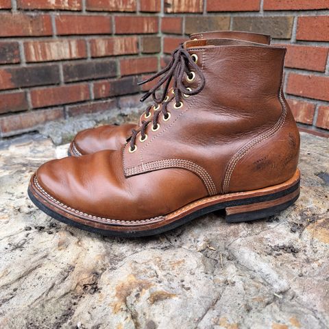 View photo of New River Boot Z43 Boondocker in Horween Natural Chromexcel Strips