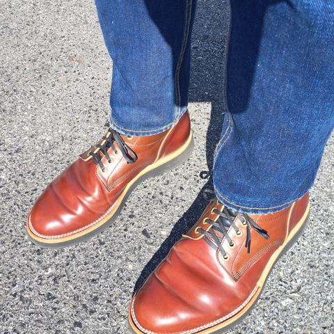 View photo of New River Boot Quade in Leder Ogawa Coffee Shell Cordovan