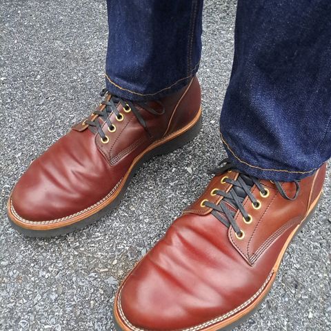 View photo of New River Boot Quade in Leder Ogawa Coffee Shell Cordovan