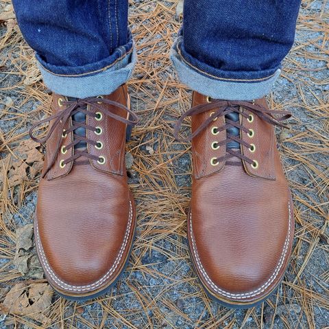 View photo of New River Boot Quade in Horween Waxed Latigo Hatchgrain