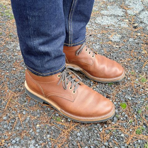 View photo of New River Boot Quade in Horween Waxed Latigo Hatchgrain