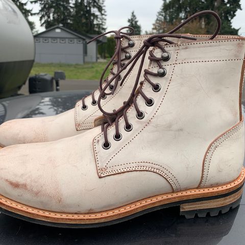 View photo of Oak Street Bootmakers Trench Boot in Volpi Whitewash Overdye Abetone