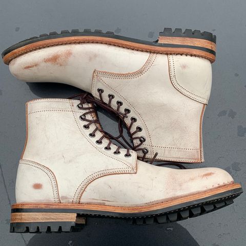 View photo of Oak Street Bootmakers Trench Boot in Volpi Whitewash Overdye Abetone