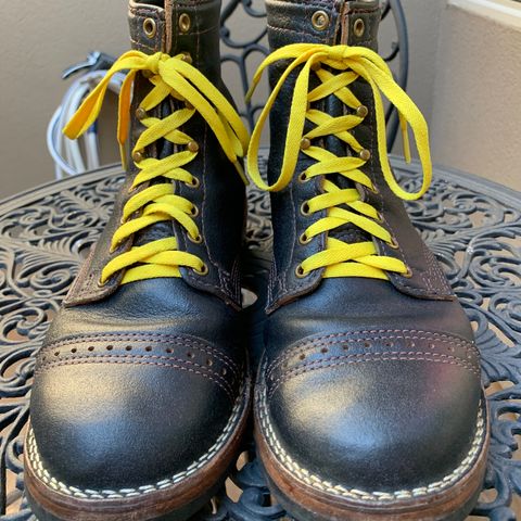 View photo of Wesco Warren Boot in Horween Navy Waxed Flesh