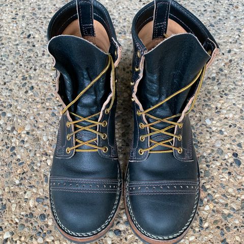 View photo of Wesco Warren Boot in Horween Navy Waxed Flesh