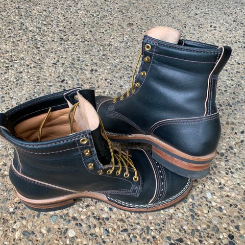 View photo of Wesco Warren Boot in Horween Navy Waxed Flesh