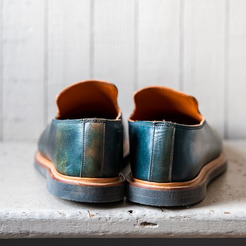 Viberg Slipper in Horween Black Scuffed Shell Cordovan