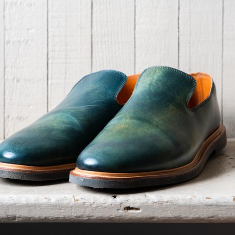 Viberg Slipper in Horween Black Scuffed Shell Cordovan