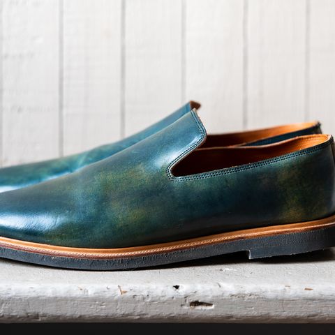Viberg Slipper in Horween Black Scuffed Shell Cordovan