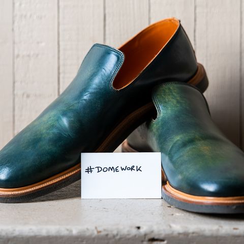 Viberg Slipper in Horween Black Scuffed Shell Cordovan