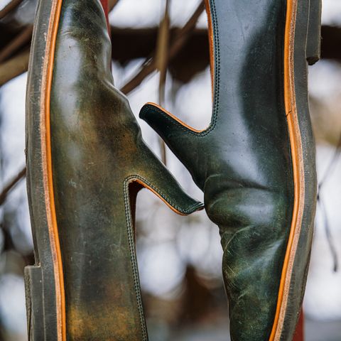 Viberg Slipper in Horween Black Scuffed Shell Cordovan