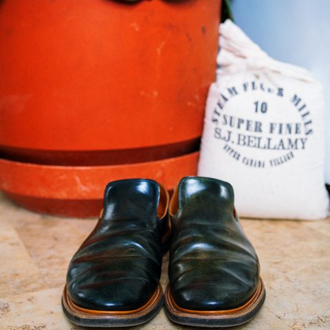Viberg Slipper in Horween Black Scuffed Shell Cordovan