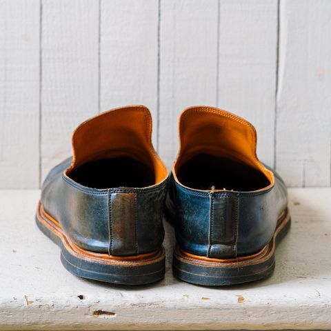 Viberg Slipper in Horween Black Scuffed Shell Cordovan