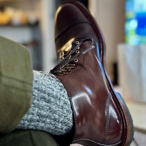 Alden Cap Toe Boot in Horween Color 4 Shell Cordovan