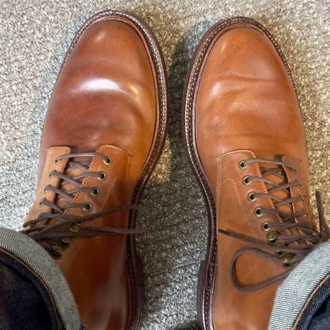 View photo of Grant Stone Edward Boot in Horween Honey Glazed Shell Cordovan