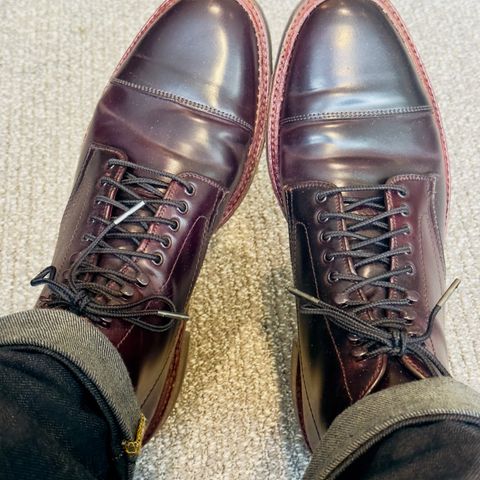 View photo of Alden Perforated Cap Toe Boot in Horween Color 8 Shell Cordovan