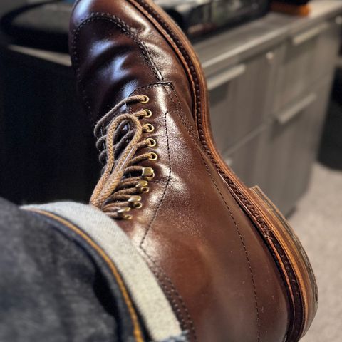 View photo of Alden x Stitchdown “Otis” Indy in Brown Calfskin