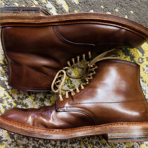 View photo of Alden x Stitchdown “Otis” Indy in Brown Calfskin