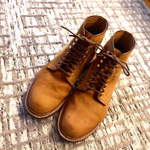 Alden Plain Toe Boot in Tan Smooth Chamois
