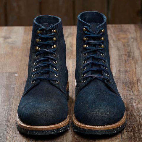 Oak Street Bootmakers Trench Boot in Horween Natural Indigo Chromexcel Roughout