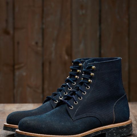 Oak Street Bootmakers Trench Boot in Horween Natural Indigo Chromexcel Roughout