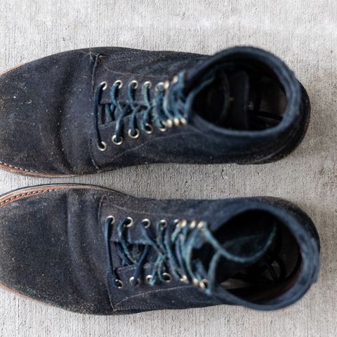 Oak Street Bootmakers Trench Boot in Horween Natural Indigo Chromexcel Roughout