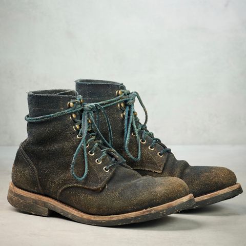 Oak Street Bootmakers Trench Boot in Horween Natural Indigo Chromexcel Roughout