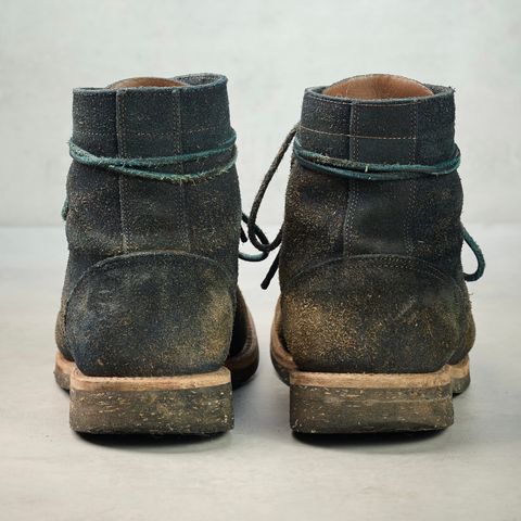 Oak Street Bootmakers Trench Boot in Horween Natural Indigo Chromexcel Roughout