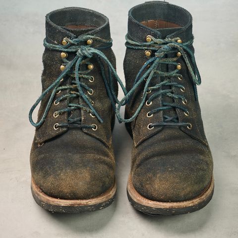 Oak Street Bootmakers Trench Boot in Horween Natural Indigo Chromexcel Roughout