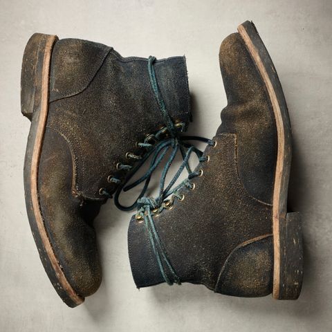 Oak Street Bootmakers Trench Boot in Horween Natural Indigo Chromexcel Roughout