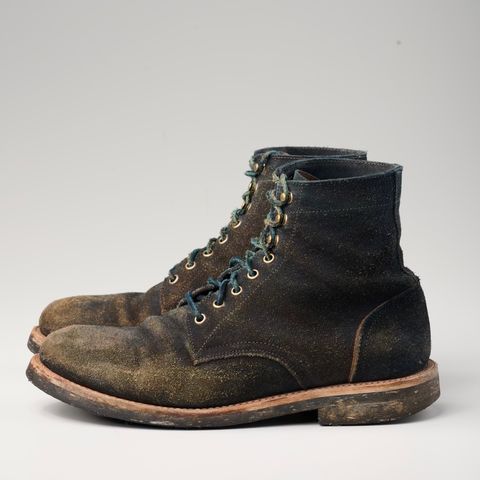 Oak Street Bootmakers Trench Boot in Horween Natural Indigo Chromexcel Roughout