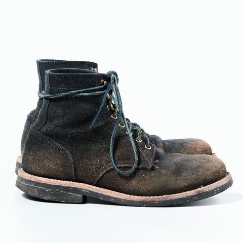 Oak Street Bootmakers Trench Boot in Horween Natural Indigo Chromexcel Roughout