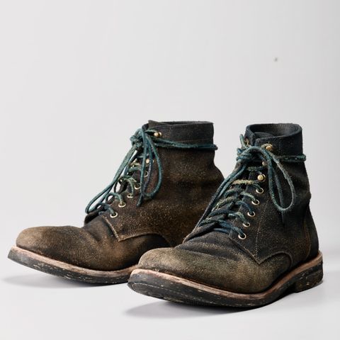 Oak Street Bootmakers Trench Boot in Horween Natural Indigo Chromexcel Roughout