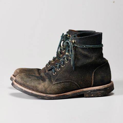 Oak Street Bootmakers Trench Boot in Horween Natural Indigo Chromexcel Roughout