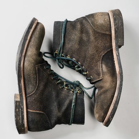 Oak Street Bootmakers Trench Boot in Horween Natural Indigo Chromexcel Roughout