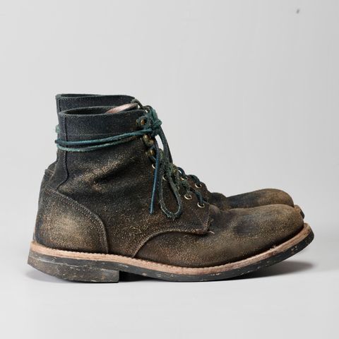 Oak Street Bootmakers Trench Boot in Horween Natural Indigo Chromexcel Roughout