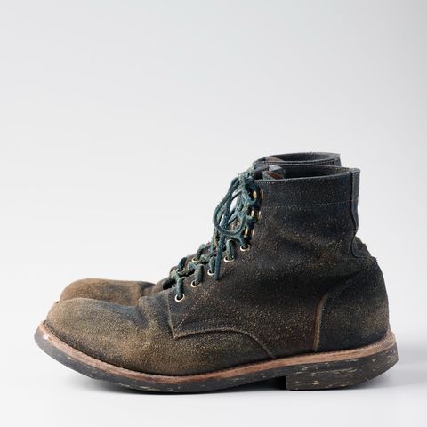 Oak Street Bootmakers Trench Boot in Horween Natural Indigo Chromexcel Roughout