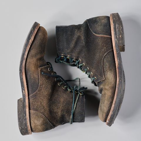 Oak Street Bootmakers Trench Boot in Horween Natural Indigo Chromexcel Roughout