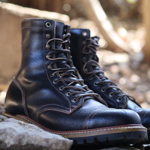 Truman Cap Toe Boot in Horween Black Waxed Flesh