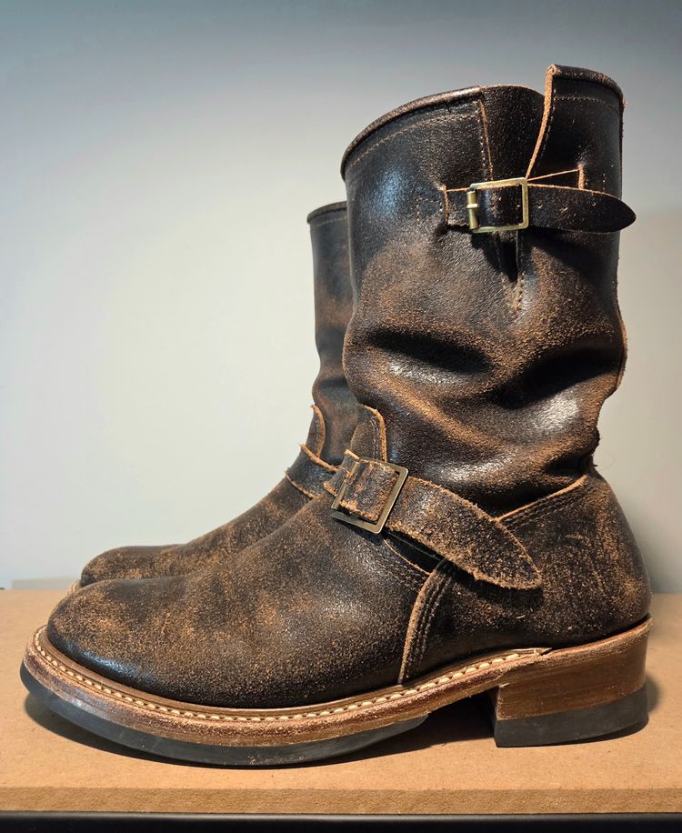 John Lofgren Wabash Engineer Boots in Horween Dark Brown Waxed Flesh ...